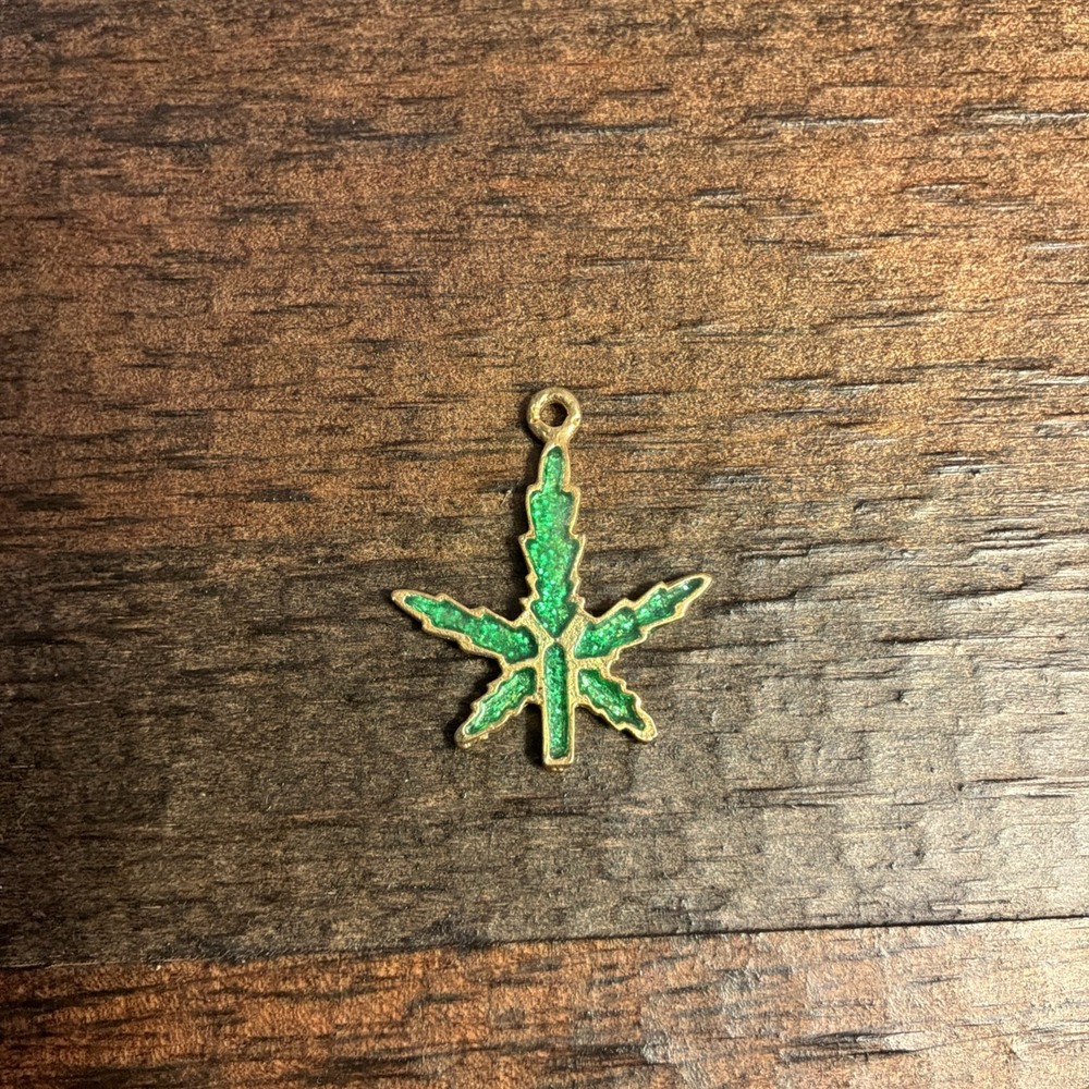 Cannabis Leaf Enamel Pendant Charm Jewelry